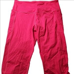 Victoria's Secret VSX Knockout Cropped Leggings Red Crisscross Sides | Size L